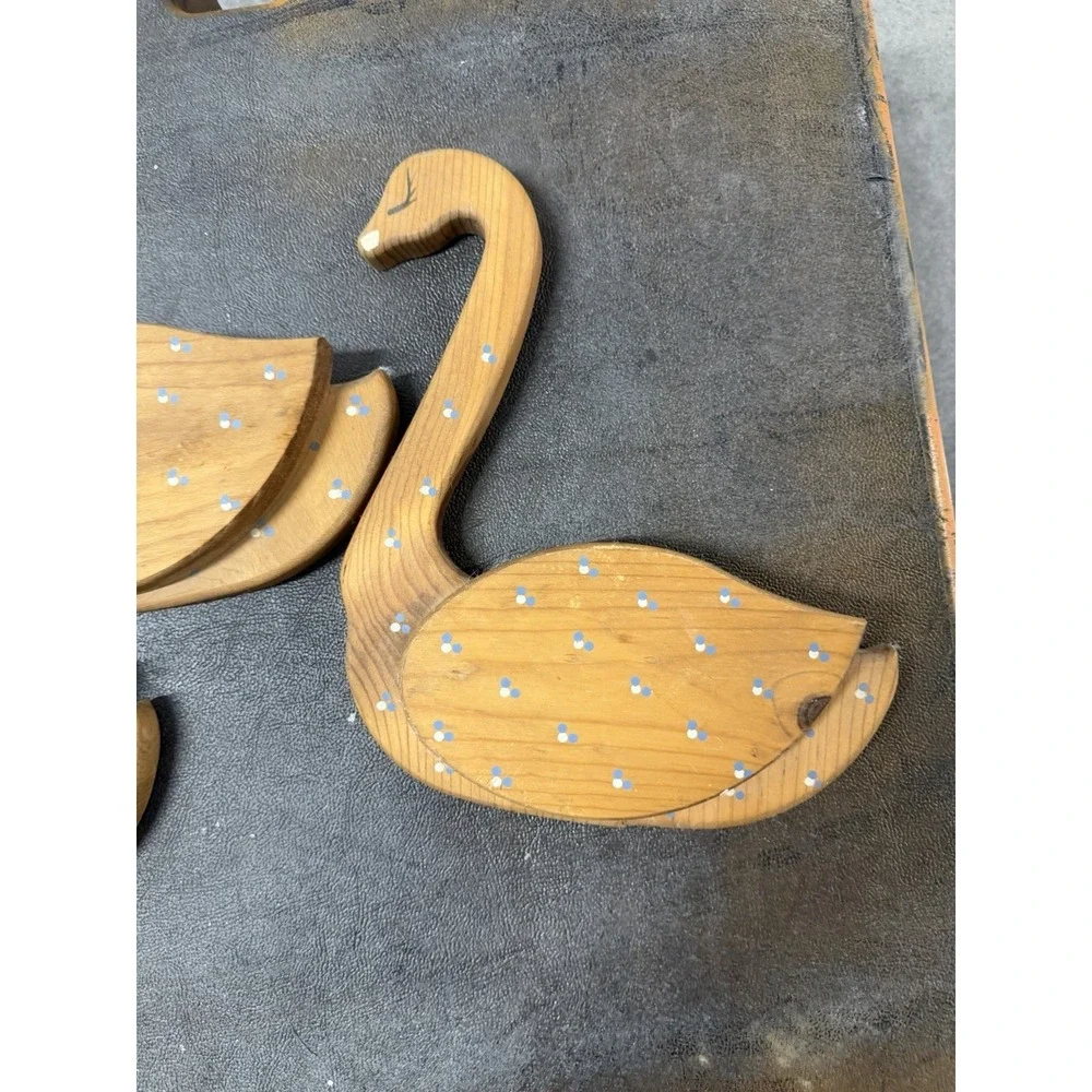 Vtg Wood Swan Mail holder Wall Decor‎ Folk Art Granny Core, lot of 3